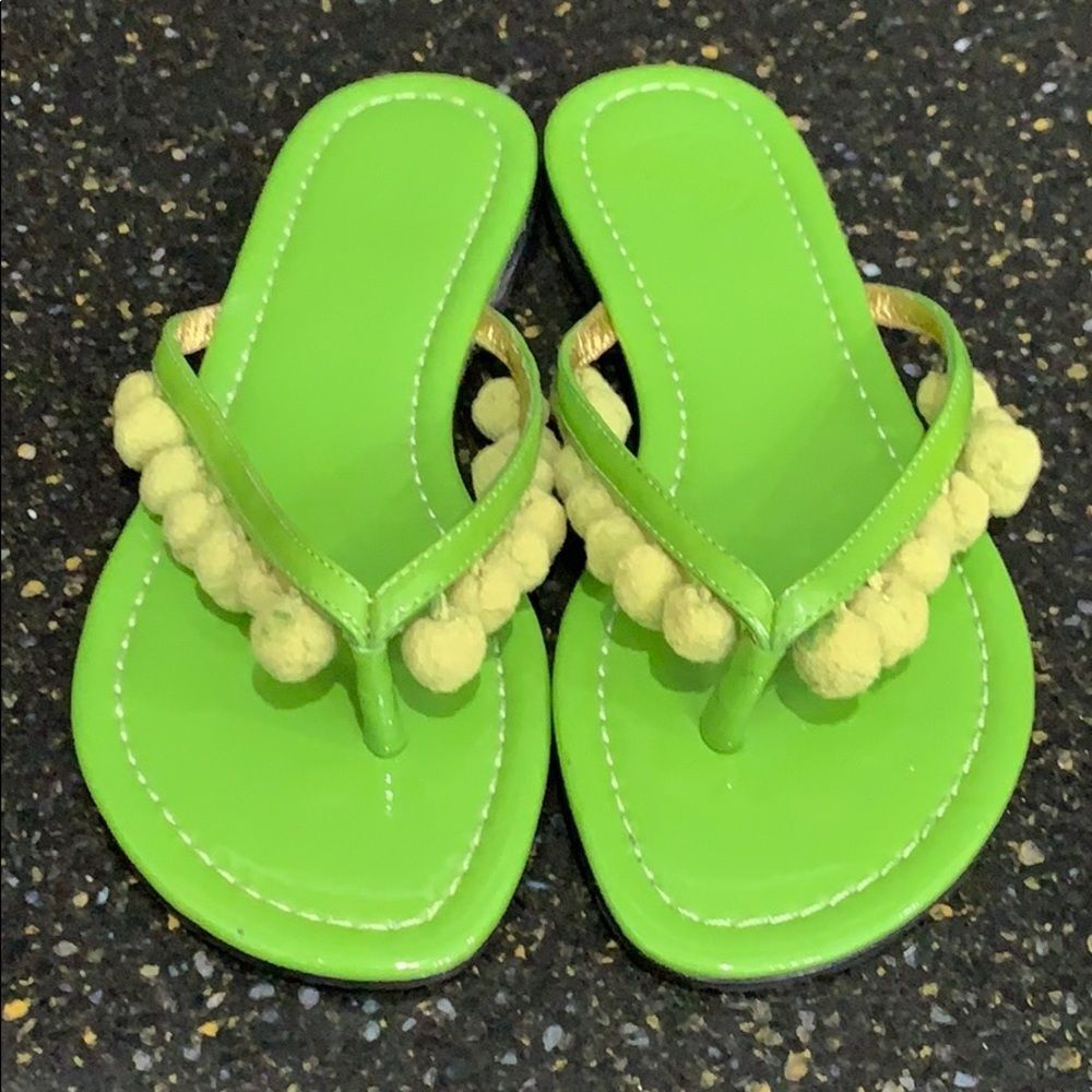 Tory Burch RARE Tennis Ball 🎾 Pom Pom Flip Flops - Picture 5 of 8